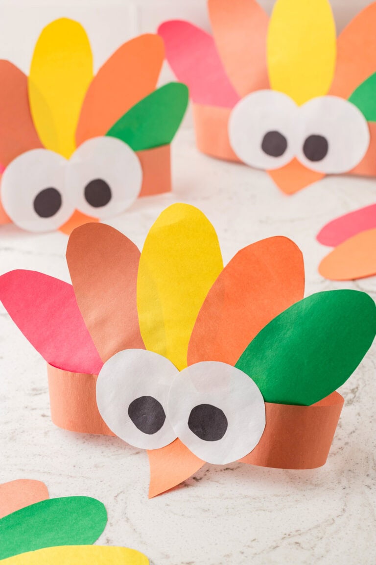 Finished Turkey Headband Crafts propped upright