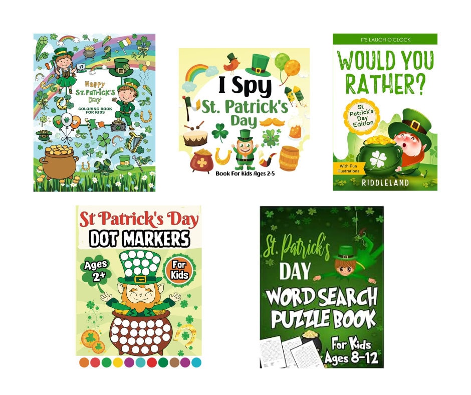 Picture collage of St. Patrick's day Activity Books.