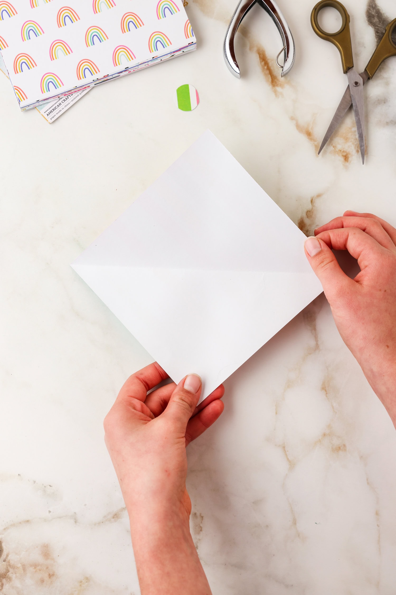 Square paper unfolded.