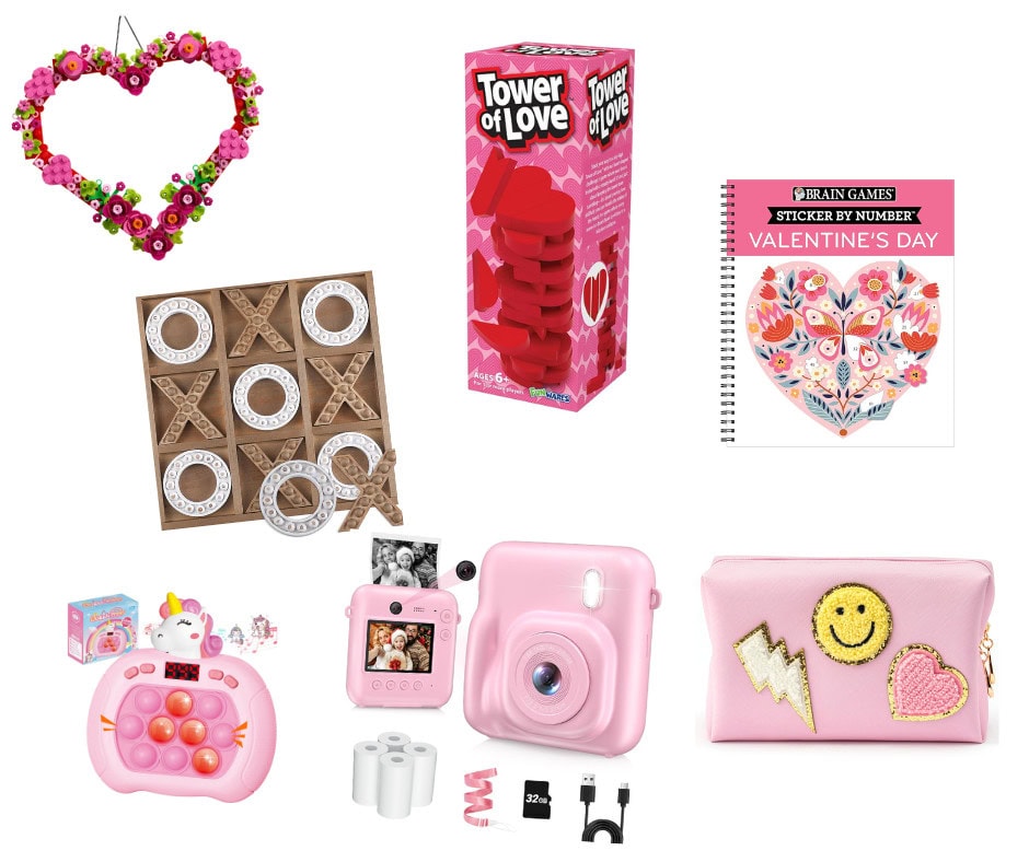 Collage of school age Valentines Day gifts.