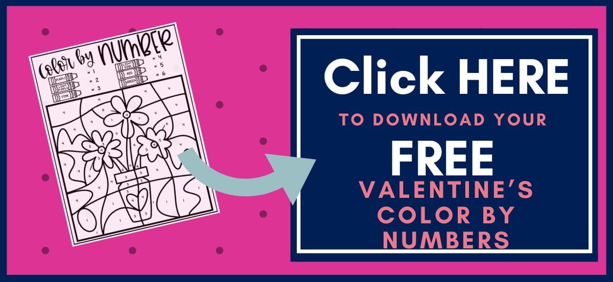 Valentines Day Color by Number Printable Poster - Printable Button