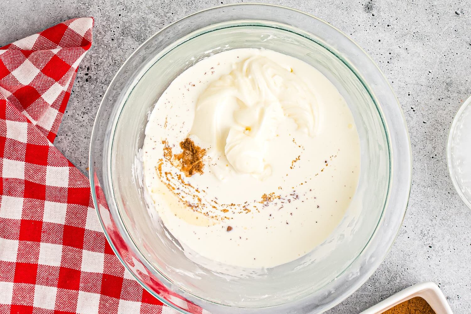 cream cheese and maple syrup in bowl