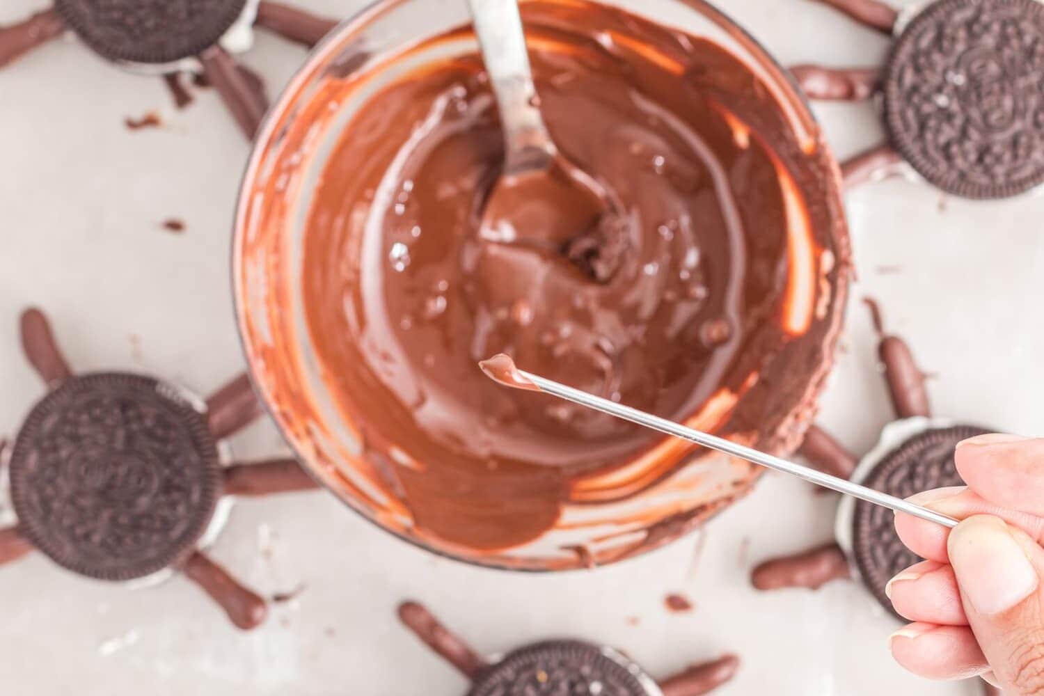 Stick dipped in melted chocolate