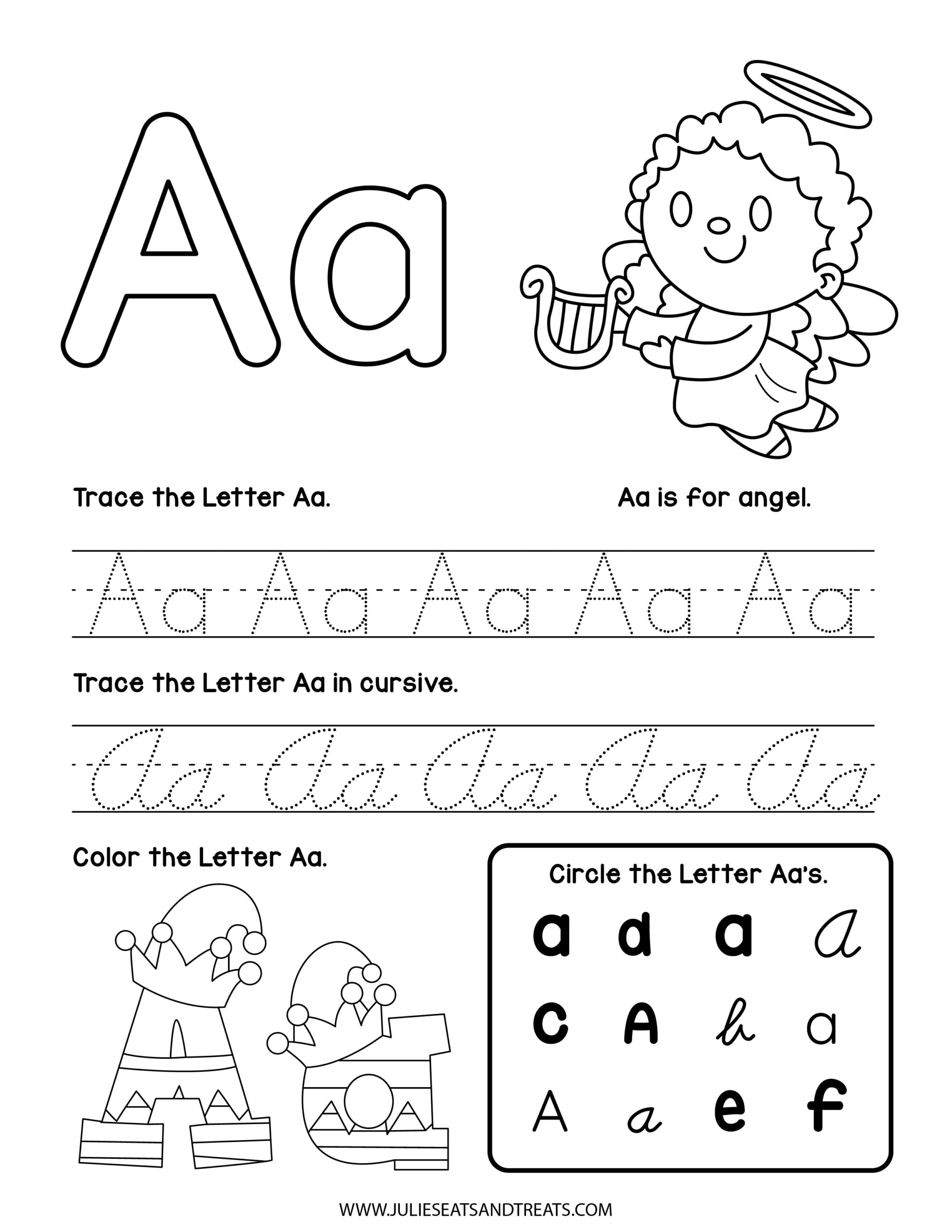 Letter A Christmas Alphabet Worksheets