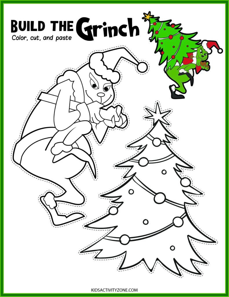 Grinch cut and paste craft printable