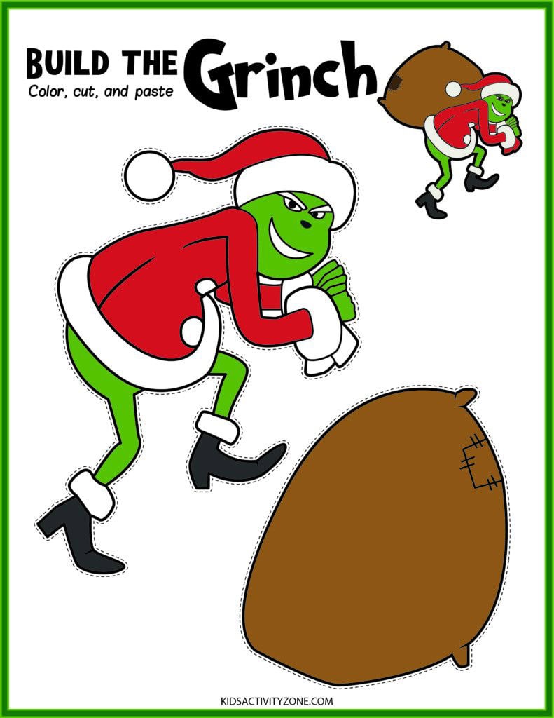 Grinch cut and paste craft printable